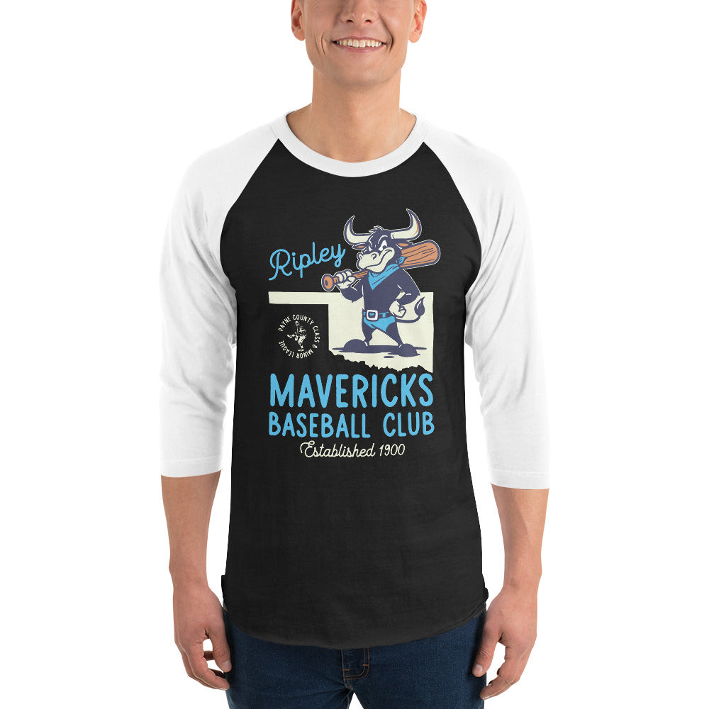 Unisex Ripley Mavericks Minor League Baseball Team-3/4 sleeve raglan shirt