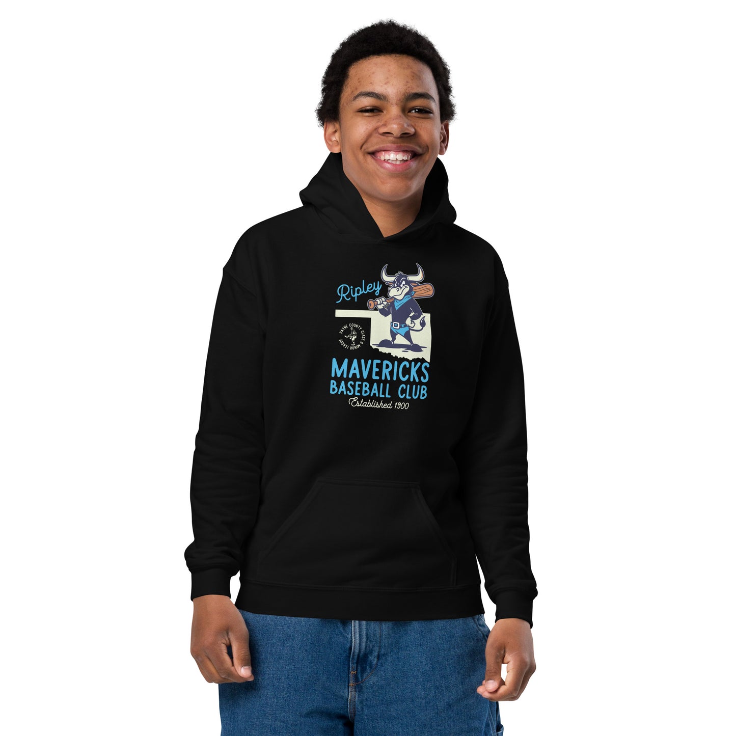 Ripley Mavericks Minor League Baseball Team- Basic Youth heavy blend hoodie