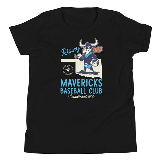 Ripley Mavericks Minor League Baseball Team- Luxury Youth Short Sleeve T-Shirt